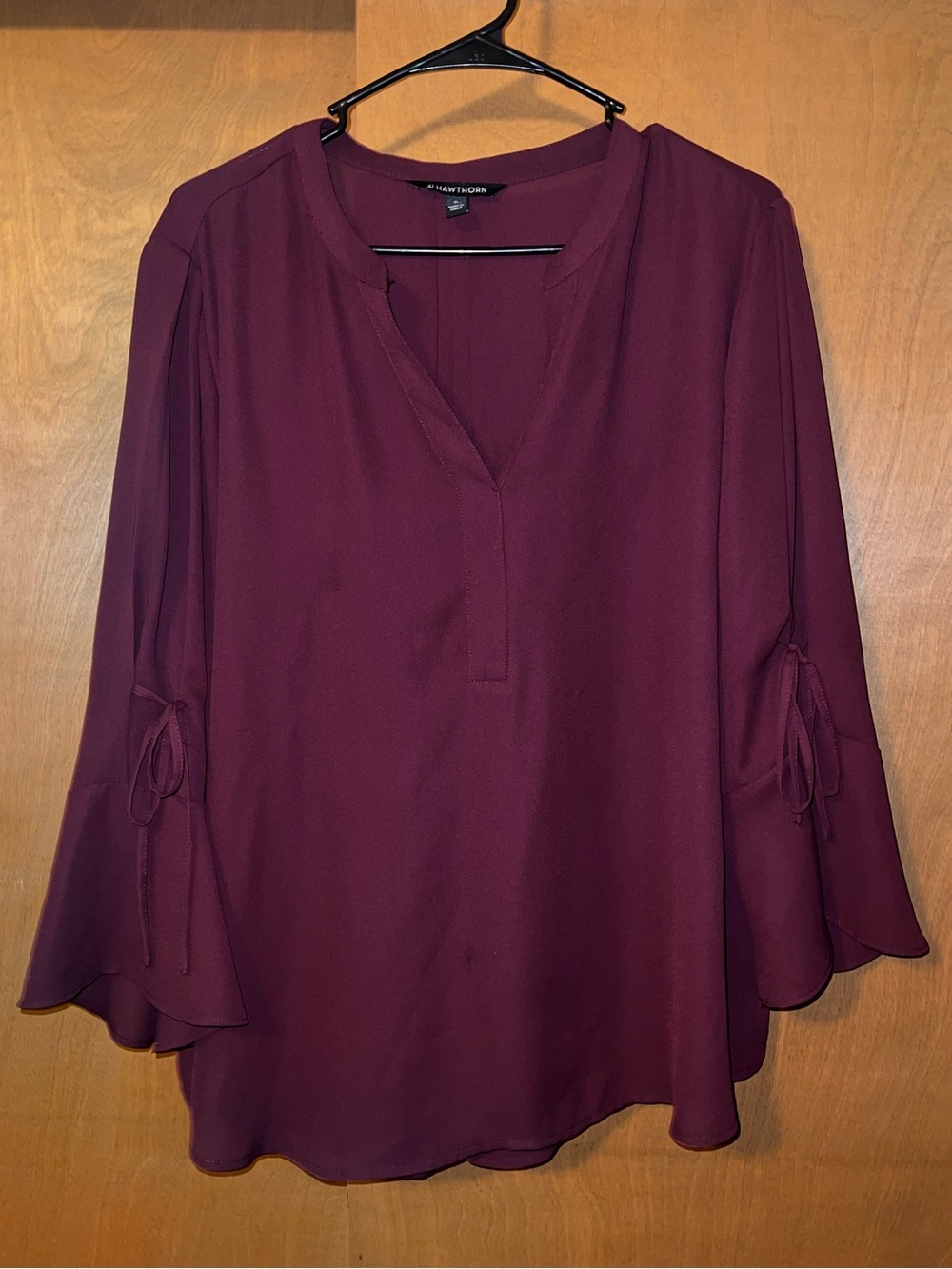41 Hawthorn Trina Bell Sleeves Blouse Burgundy Size XL